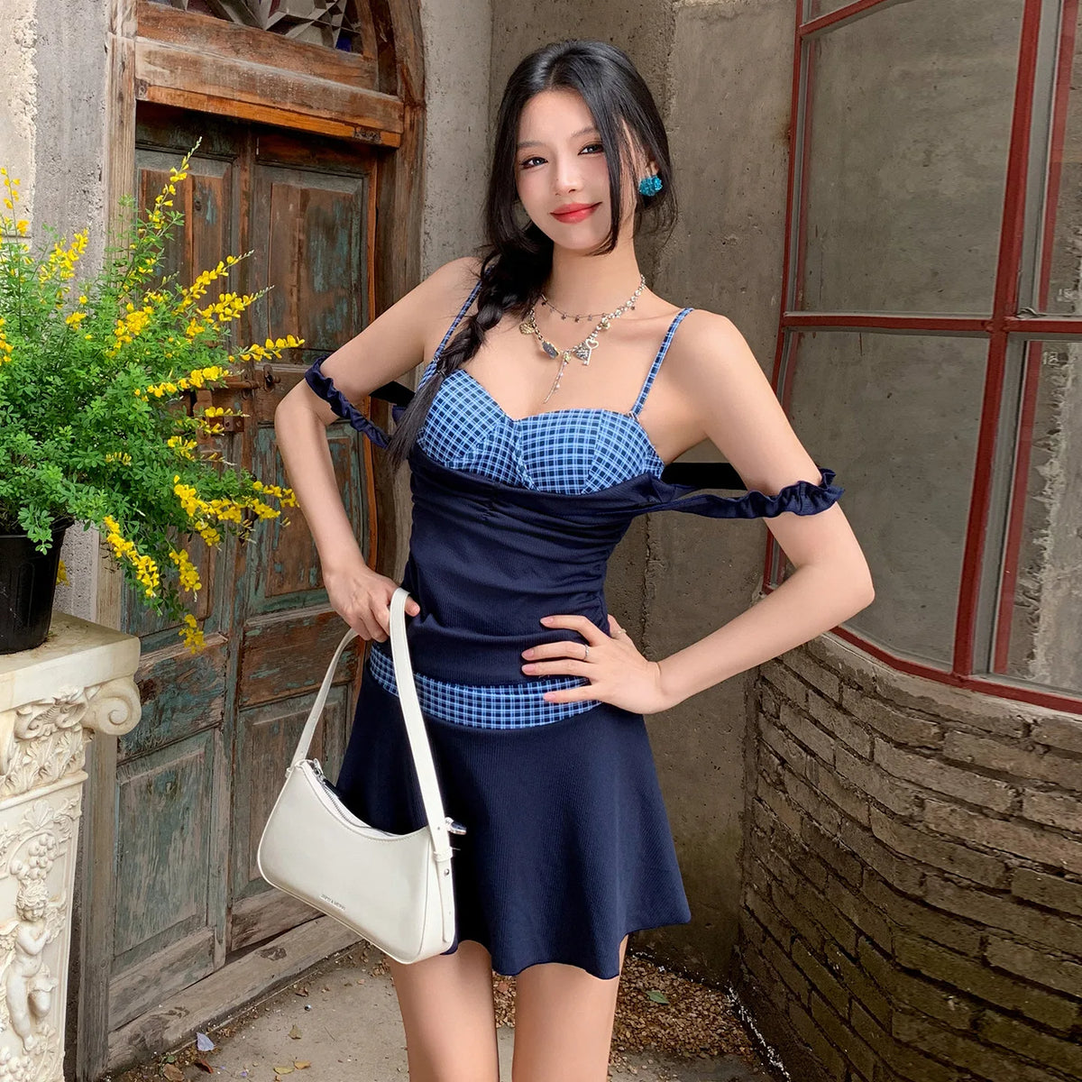 Summer Vacation Swimwear Woman Bikini 2026 Seaside High Waisted Bathing Suits With Skirt Beach Clothes Off Shoulder Traje Bain