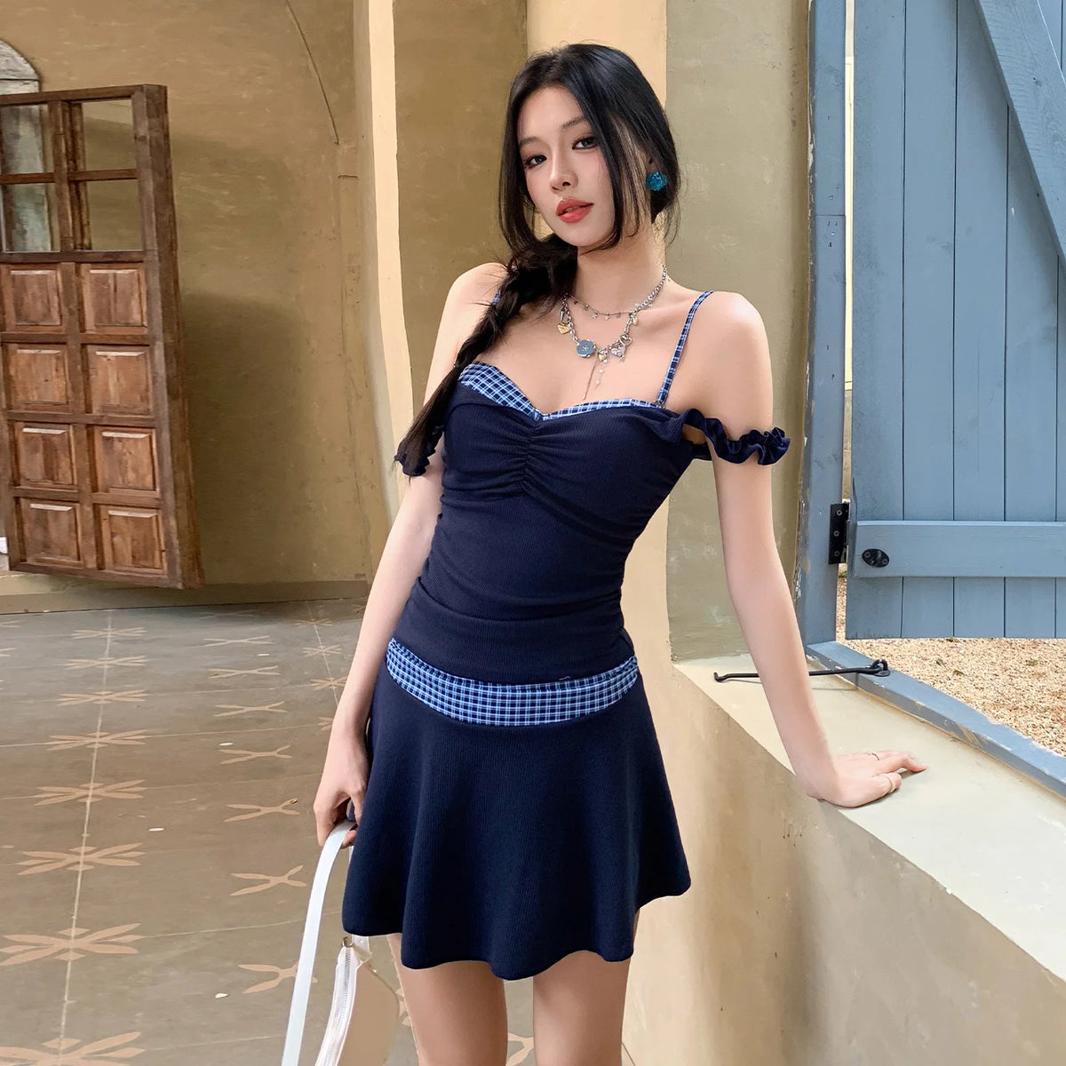 Summer Vacation Swimwear Woman Bikini 2026 Seaside High Waisted Bathing Suits With Skirt Beach Clothes Off Shoulder Traje Bain